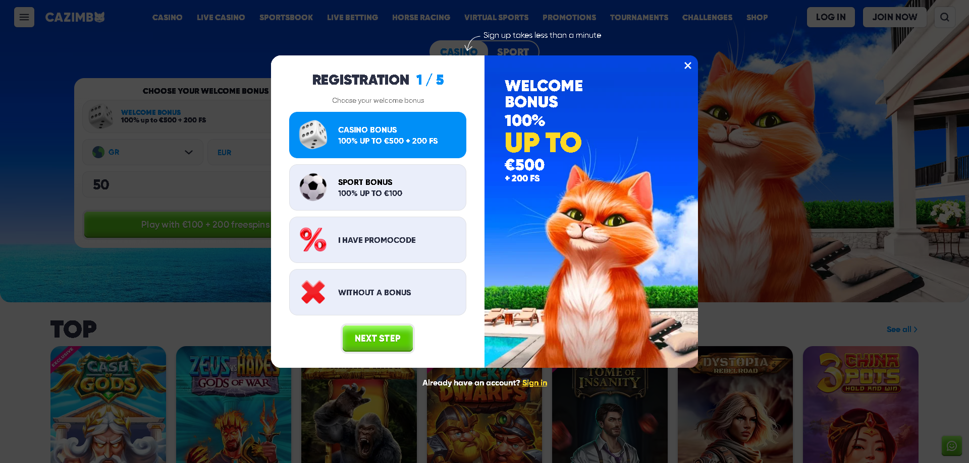 Registrati su Cazimbo Casinò